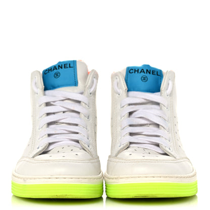 Chanel Calfskin Womens Logo High Top Sneakers 36.5 White Multicolor 2 of 18