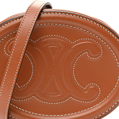 Celine Smooth Calfskin Cuir Small Triomphe Oval Crossbody Purse Tan 7 of 10