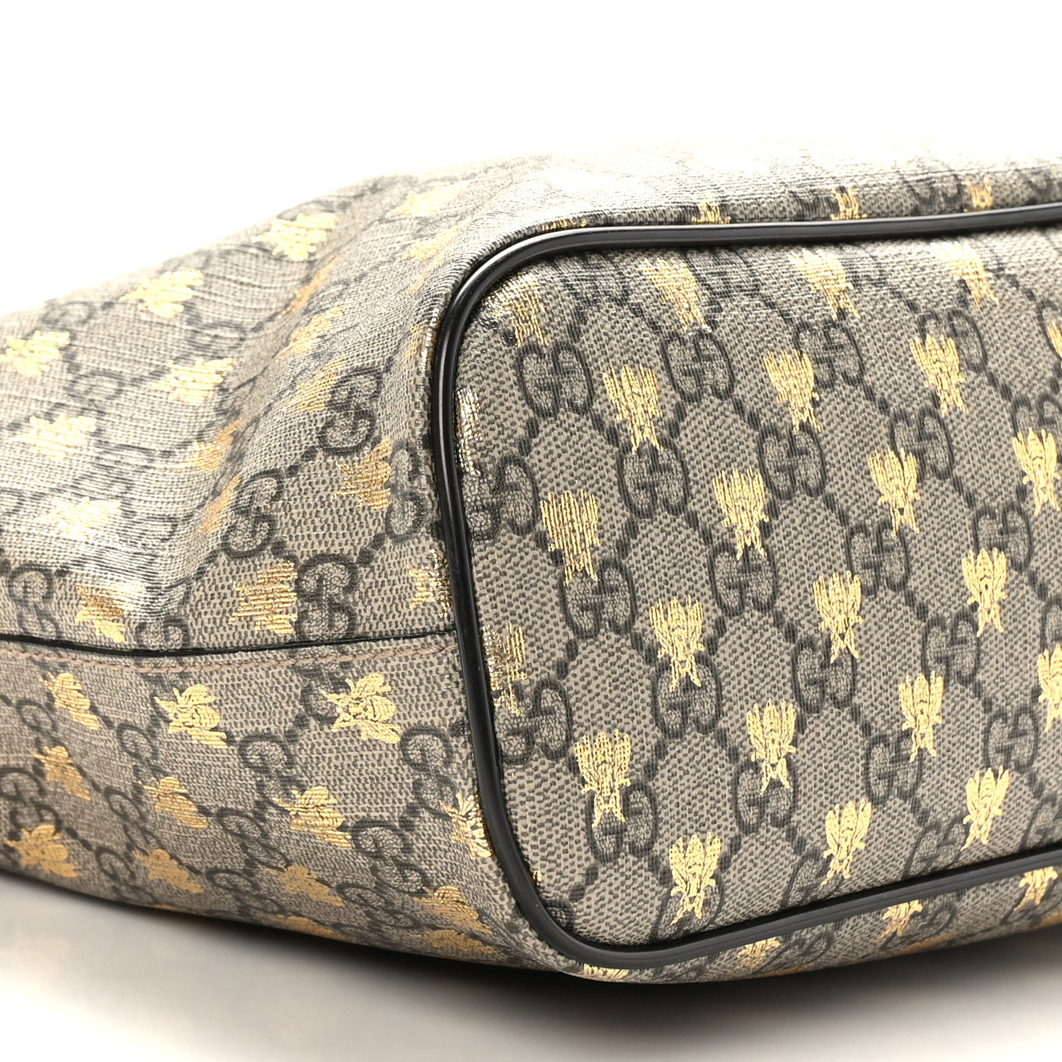 Gucci Soft GG Supreme Monogram Bees Small Crossbody Tote Beige Oro Black 8 of 10