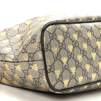 Gucci Soft GG Supreme Monogram Bees Small Crossbody Tote Beige Oro Black 8 of 10