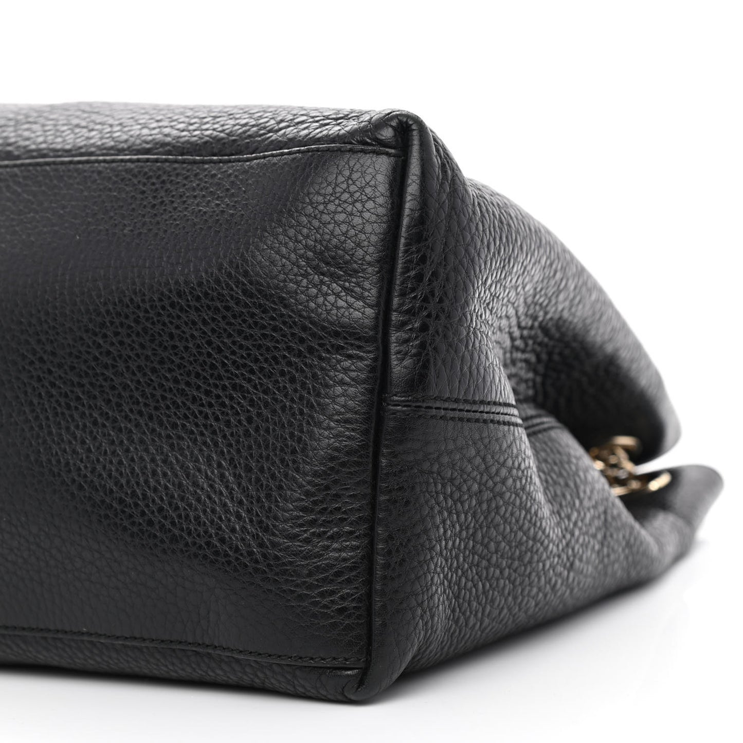 Pebbled Calfskin Large Soho Chain Shoulder Bag Black