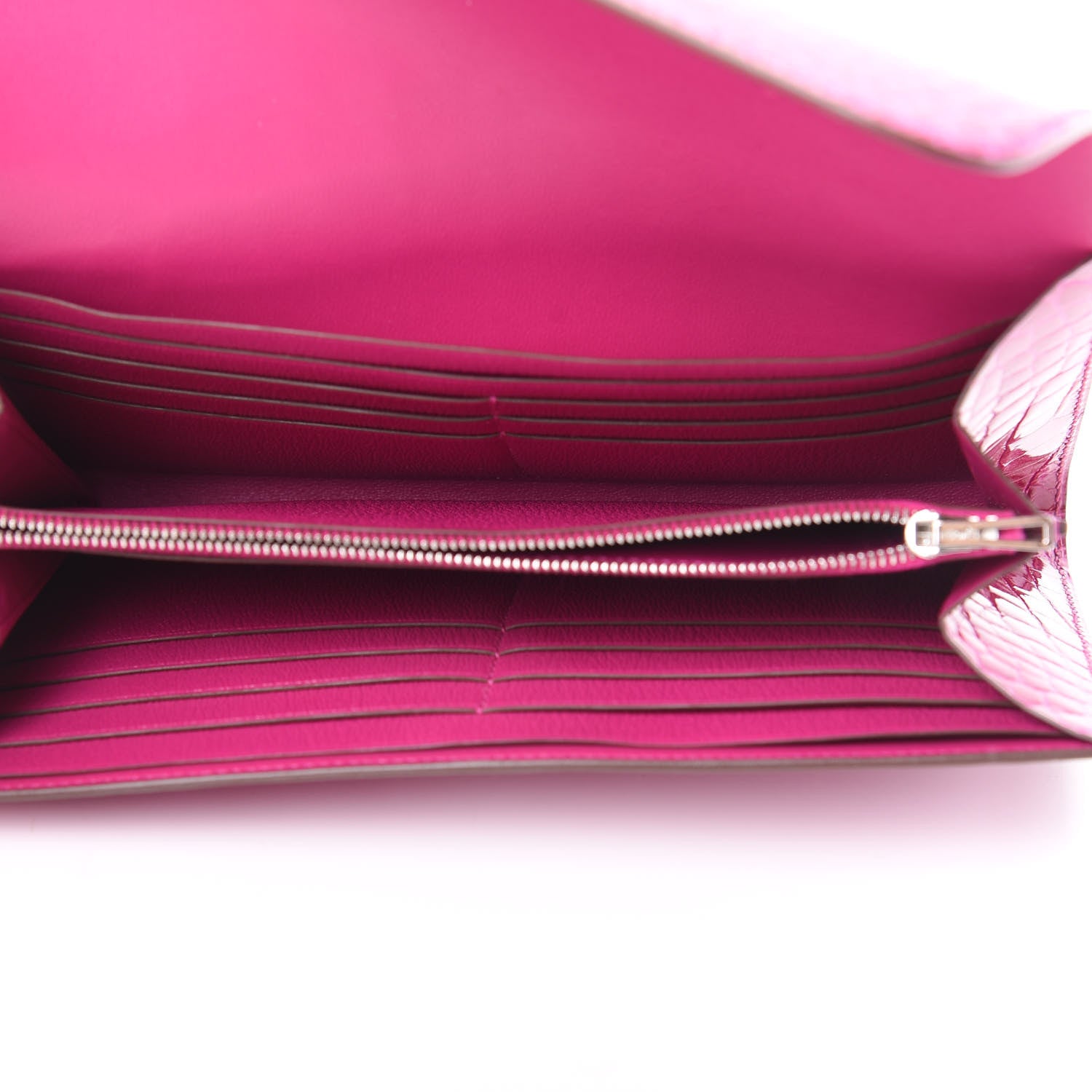 Hermes Shiny Alligator Constance Long Wallet Rose Scheherazade 5 of 9
