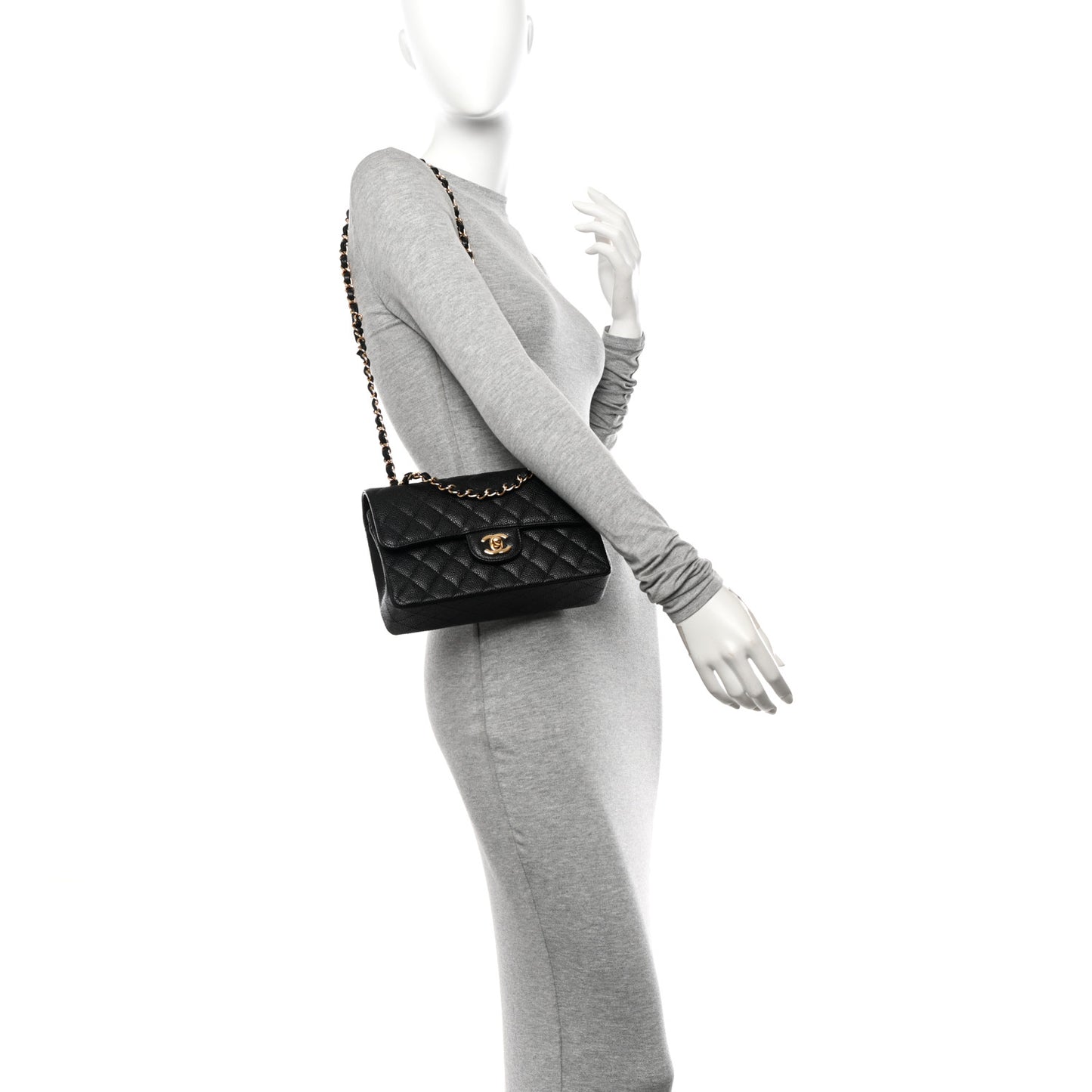 Caviar Quilted Small Double Flap Black