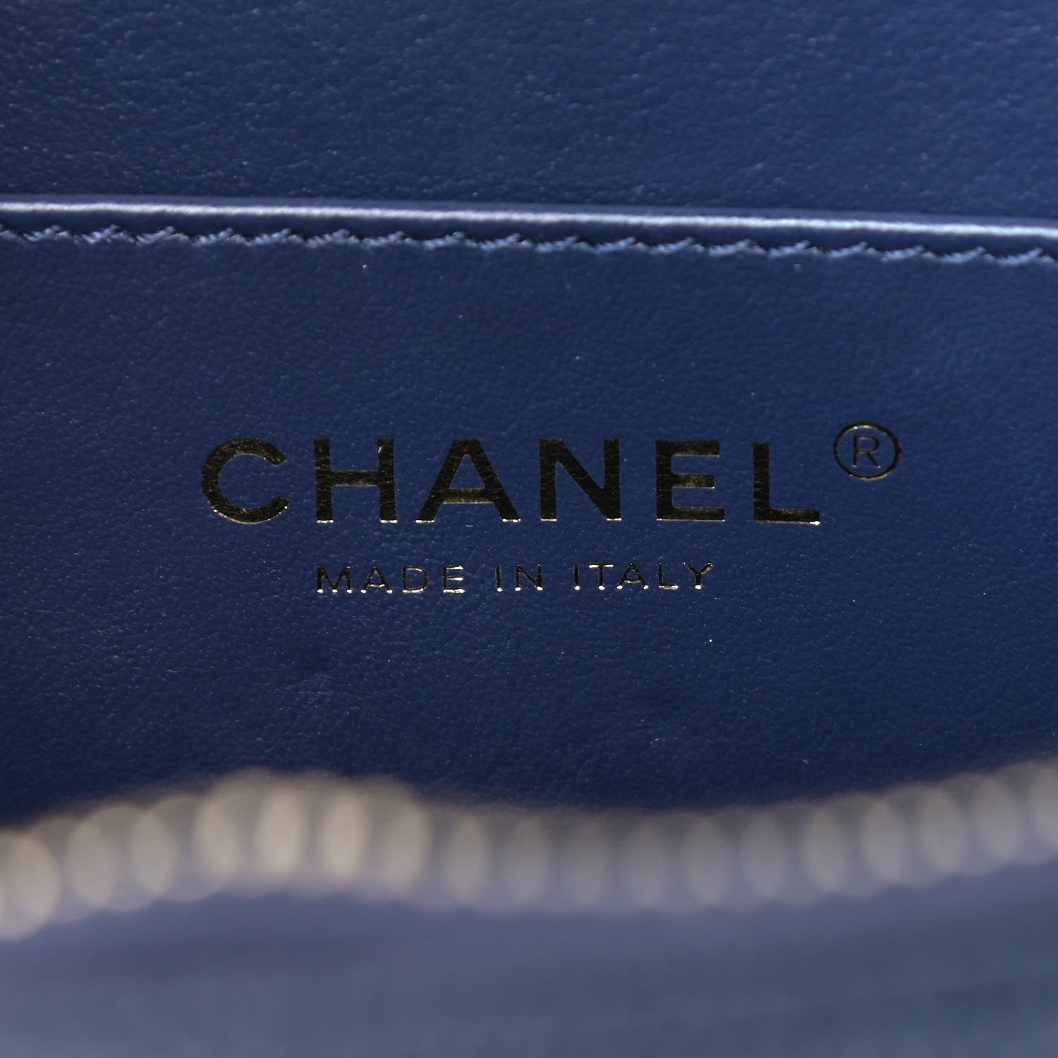 Chanel Caviar Quilted CC North South Filigree Vanity Case Blue 6 of 9