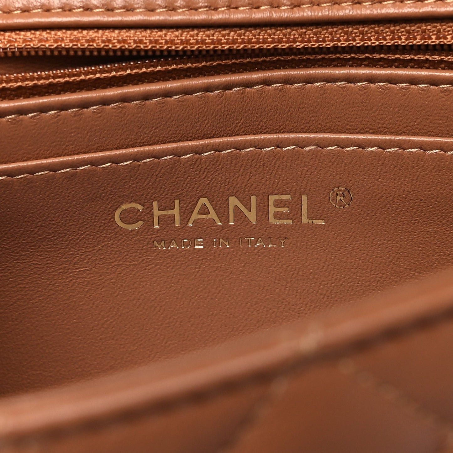 Lambskin Quilted Mini Rectangular Flap Brown