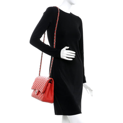 Chanel Lambskin Quilted Jumbo Double Flap Red 2 of 13
