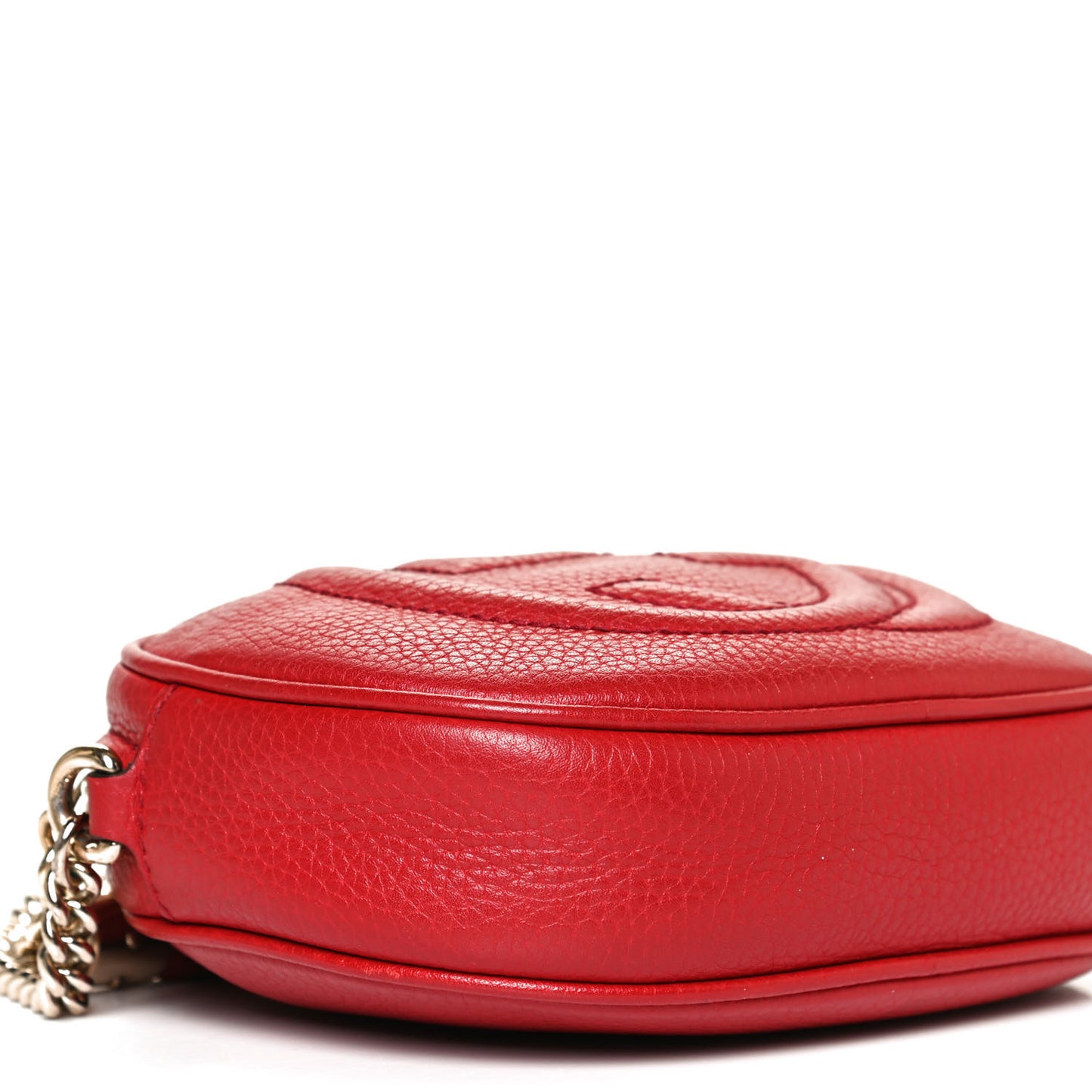 Pebbled Calfskin Mini Soho Chain Bag Tabasco Red