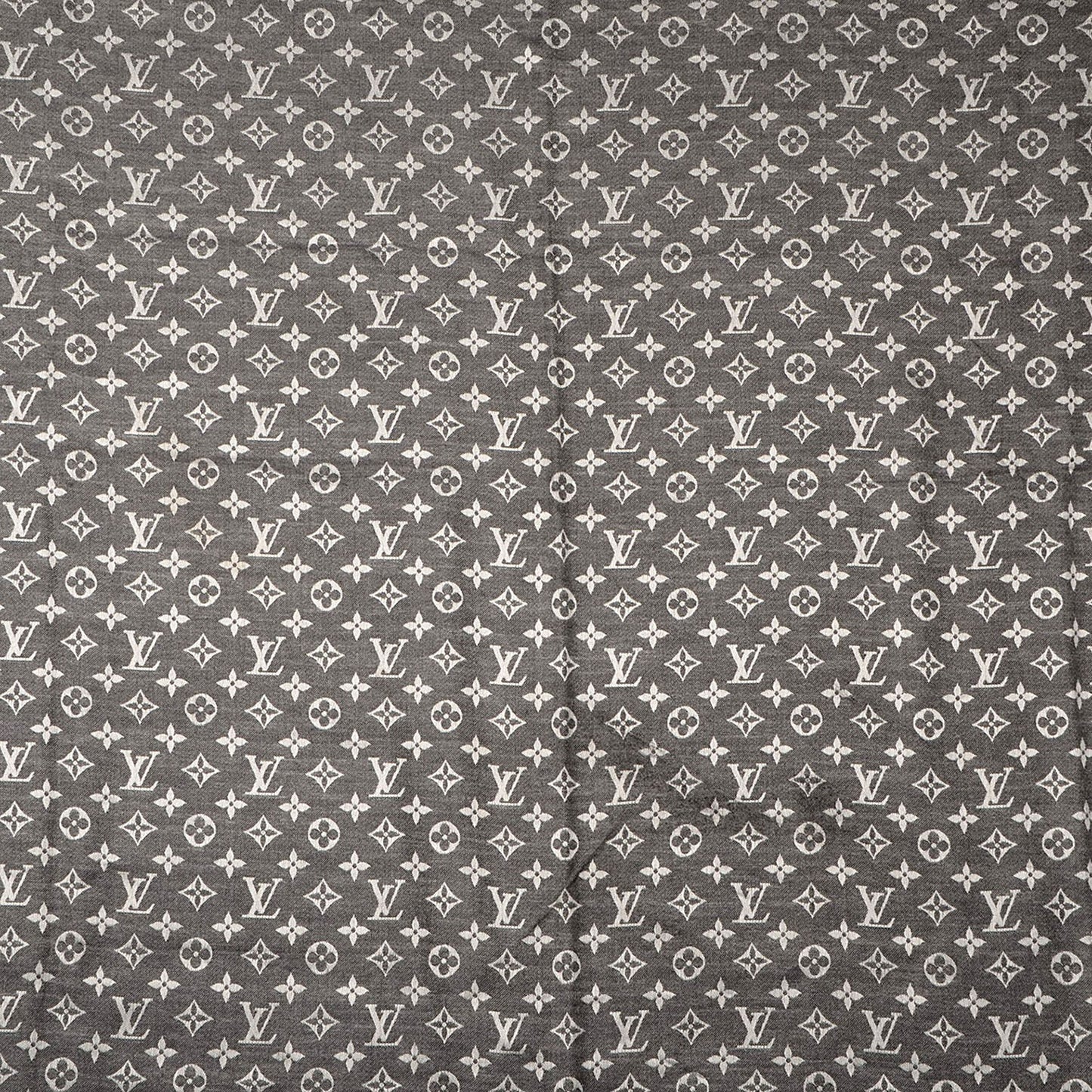 Wool Silk Monogram Denim Shawl Black