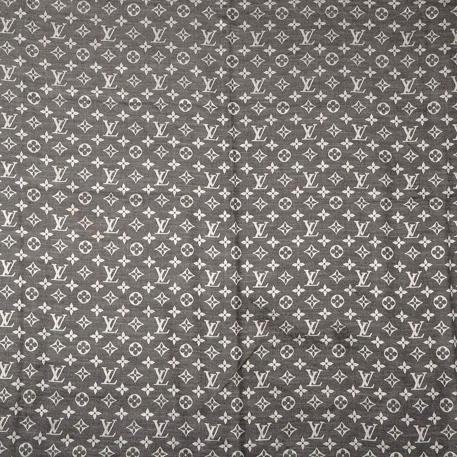 Louis Vuitton Wool Silk Monogram Denim Shawl Black 1 of 5