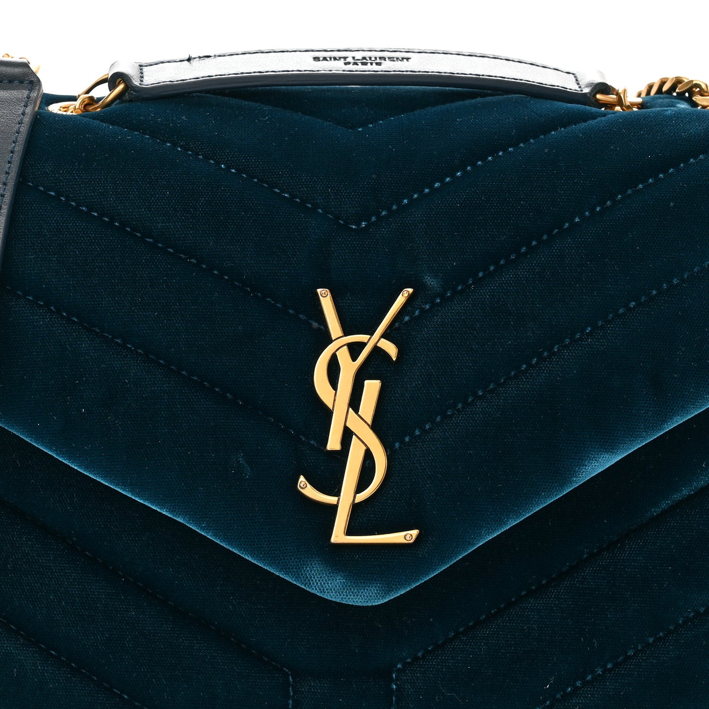 Velvet Y Quilted Monogram Small Loulou Chain Satchel Medium Blue