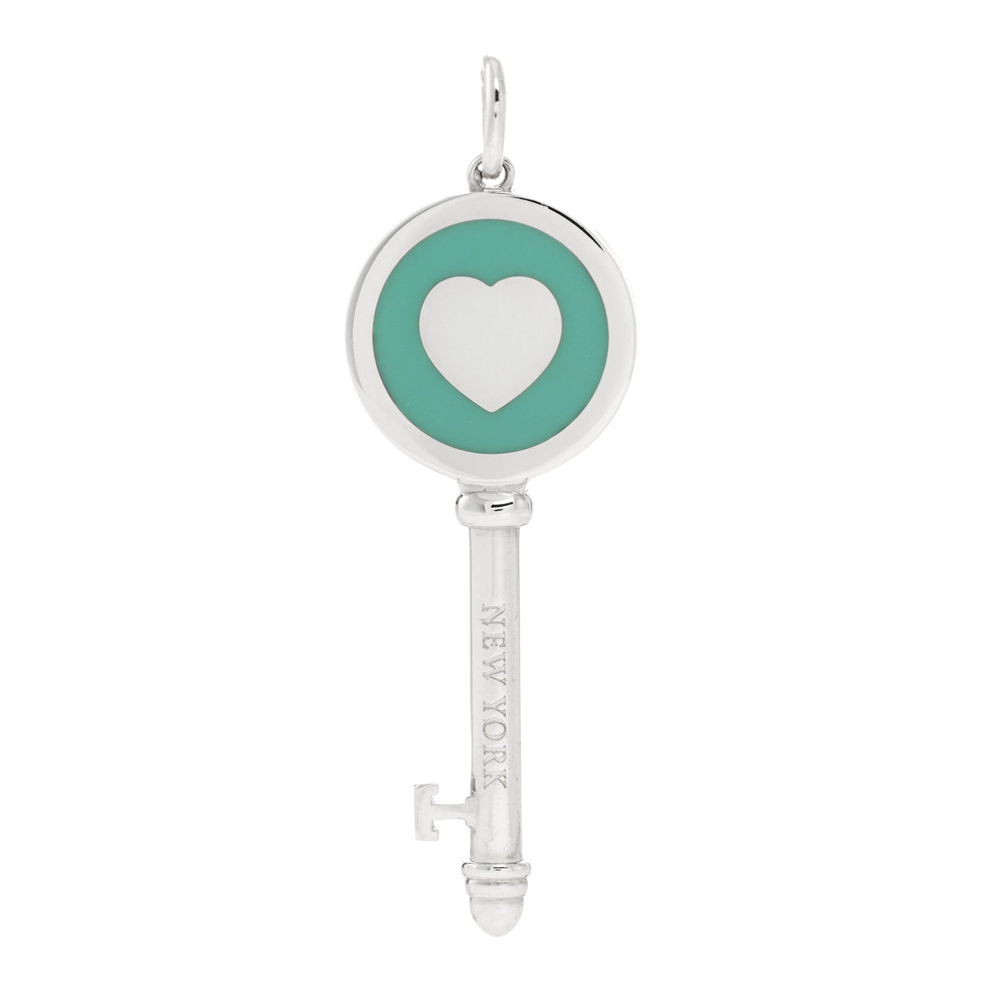 Sterling Silver Enamel Heart Key Pendant Blue