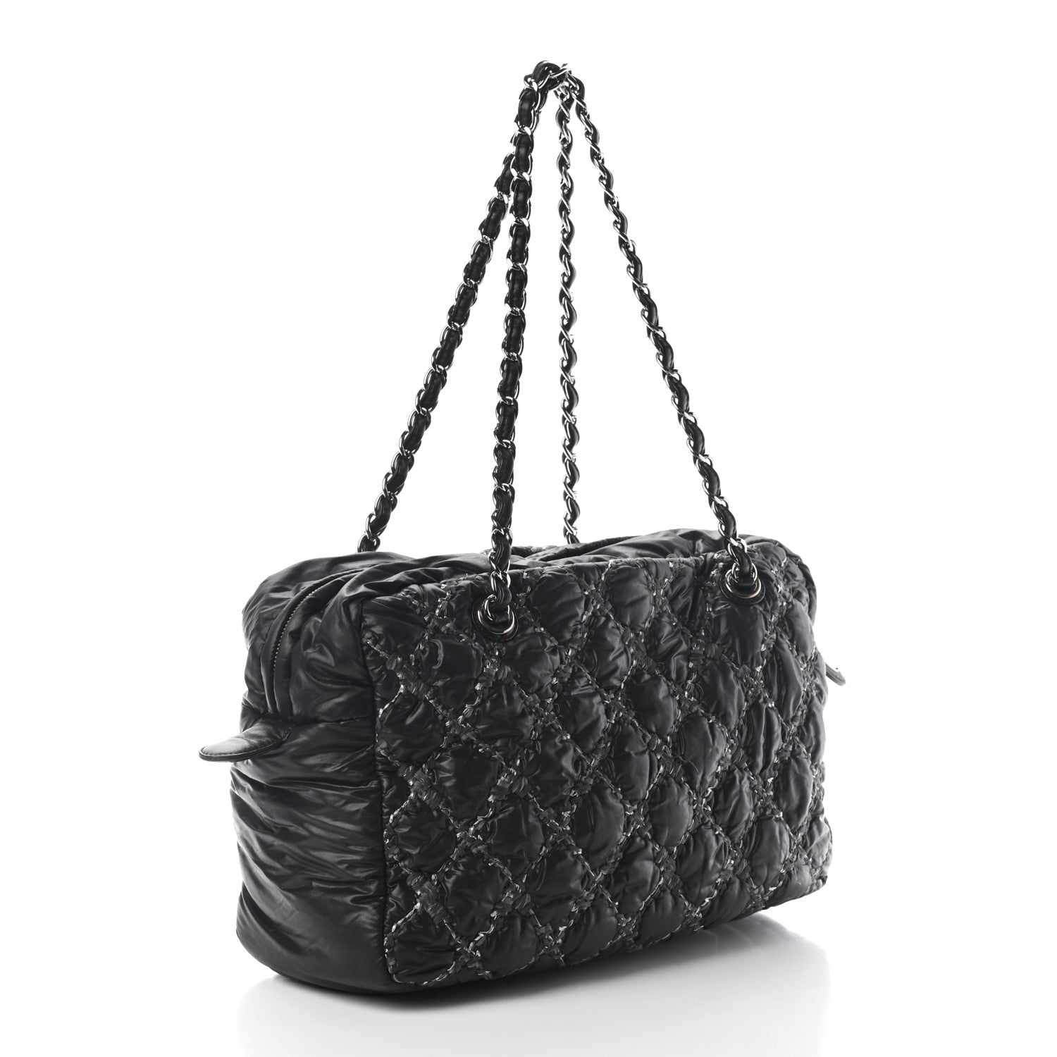 Chanel Nylon Quilted Tweed Stitch Bubble Camera Case Black 3 of 10