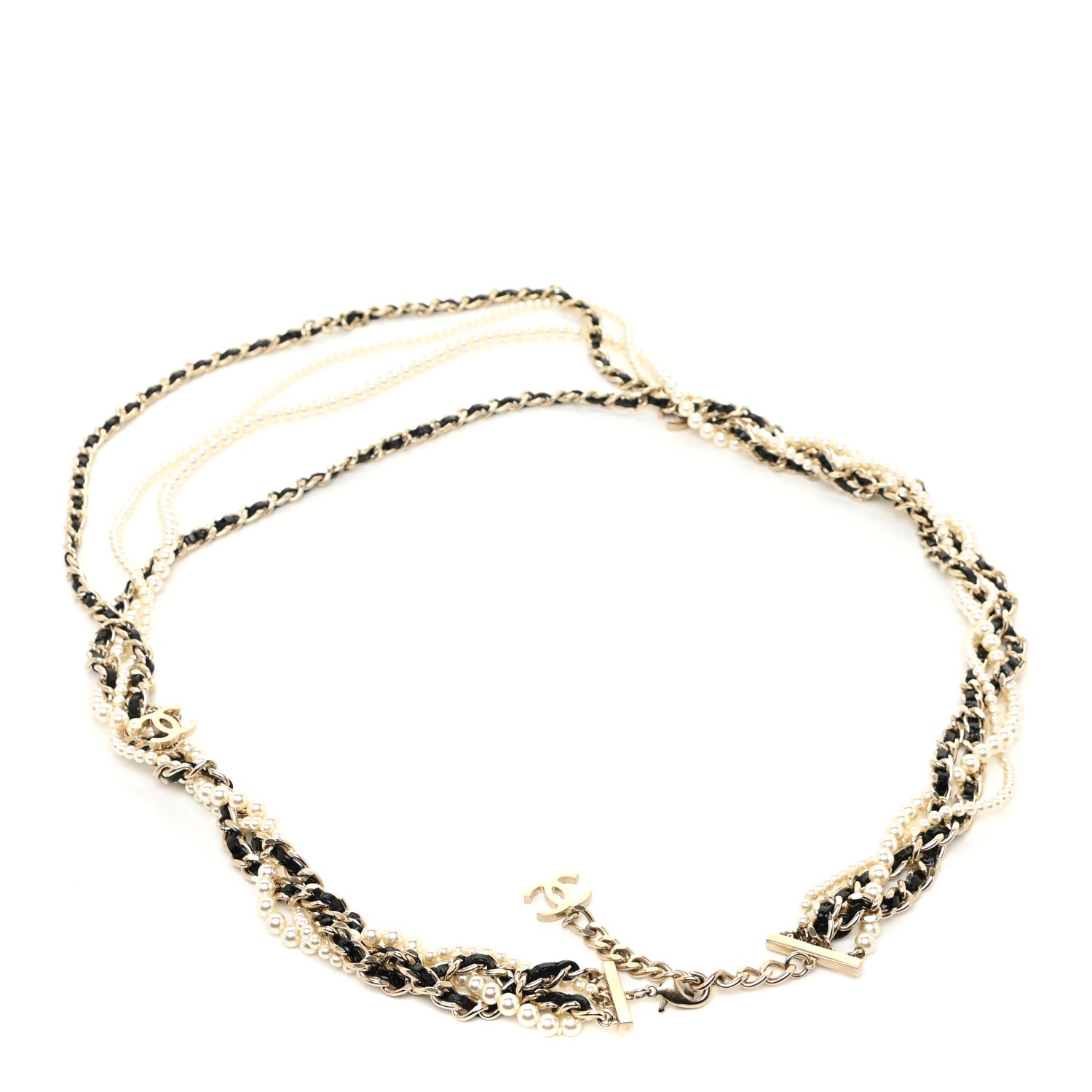 Chanel Pearl Lambskin CC Belt Gold Black 2 of 5