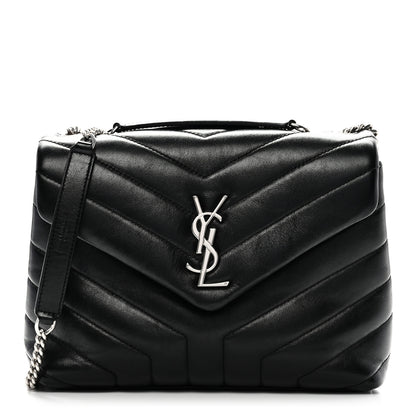 Saint Laurent Calfskin Y Quilted Monogram Small Loulou Chain Satchel Black 1 of 10