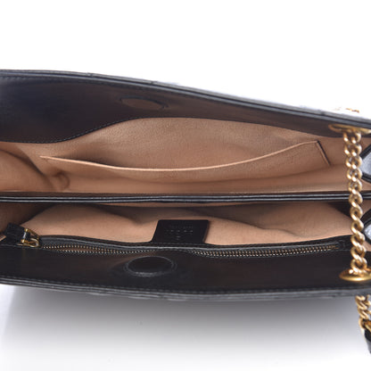 Gucci Azalea Calfskin Matelasse Heart Medium GG Marmont Slim Shoulder Bag Black 5 of 10