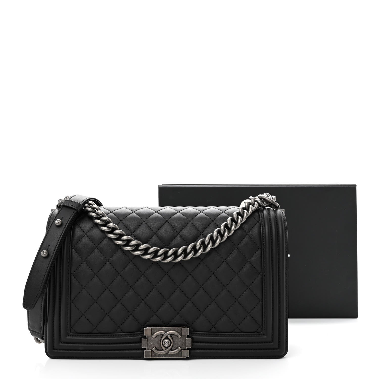 Chanel Calfskin Quilted New Medium Boy Flap Black 11 of 11