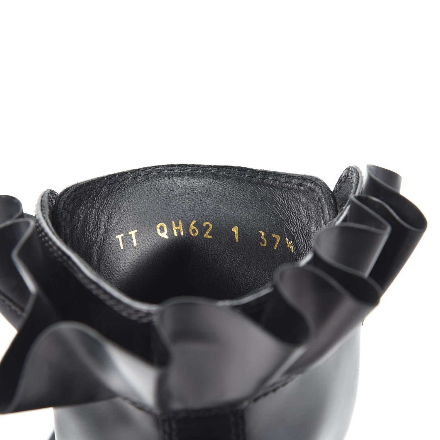Valentino Garavani Calfskin Ruffle Heart Love Combat Boots 37.5 Black 9 of 10