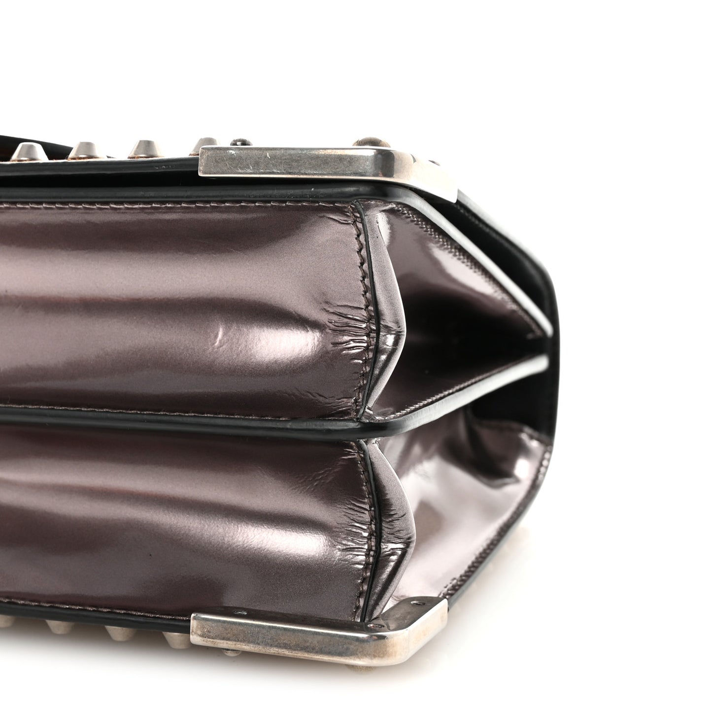 Metallic Vitello Calfskin Cahier Bag Ferro Cuoio