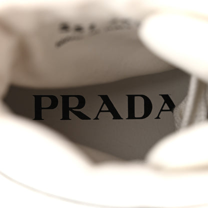 Prada Re-Nylon Gabardine Metal Triangle Logo Wheel Pouch Pocket High Top Sneakers 38.5 White 7 of 9