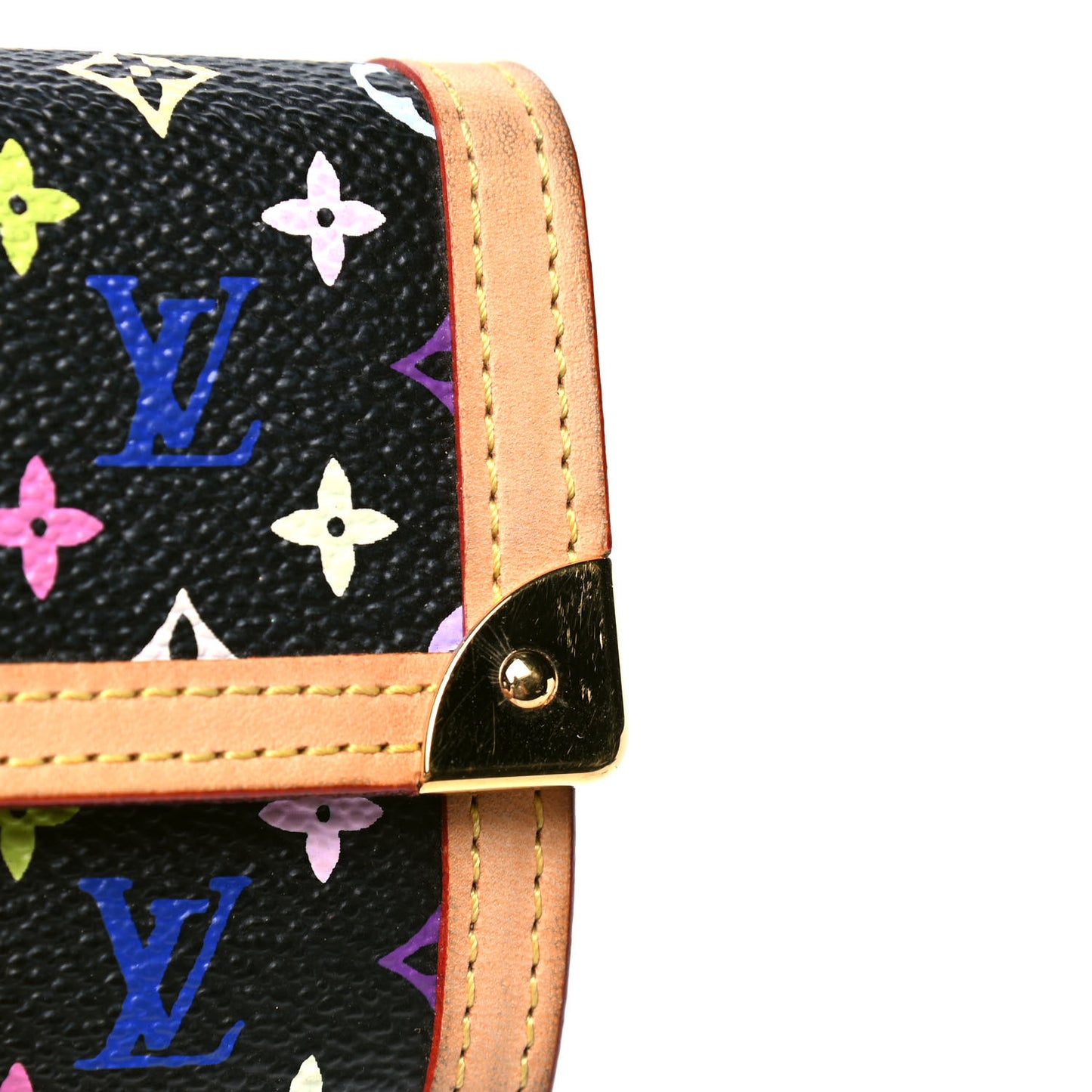 Monogram Multicolor Porte-Monnaie Plat Coin Purse Black