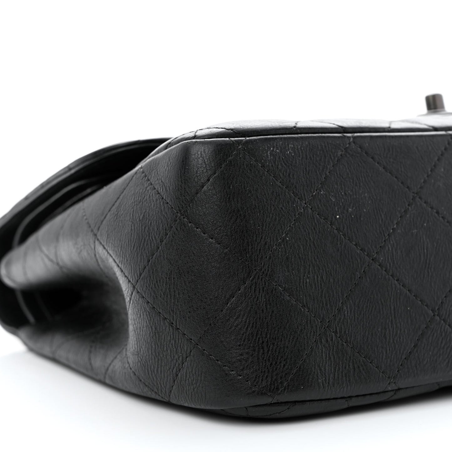 Crumpled Calfskin Quilted Jumbo Double Flap So Black