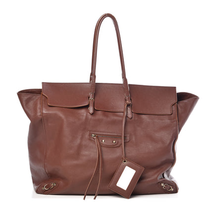 Balenciaga Calfskin Papier Flap Tote Castagna 1 of 20