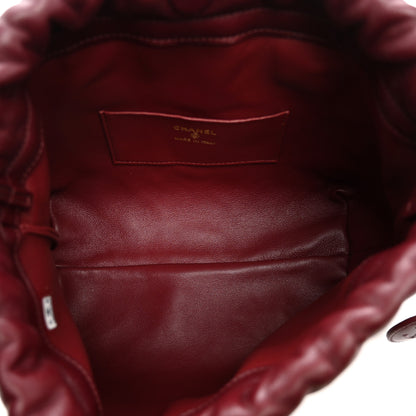 Chanel Lambskin Quilted Drawstring Clutch With Strap Dark Burgundy 5 of 11