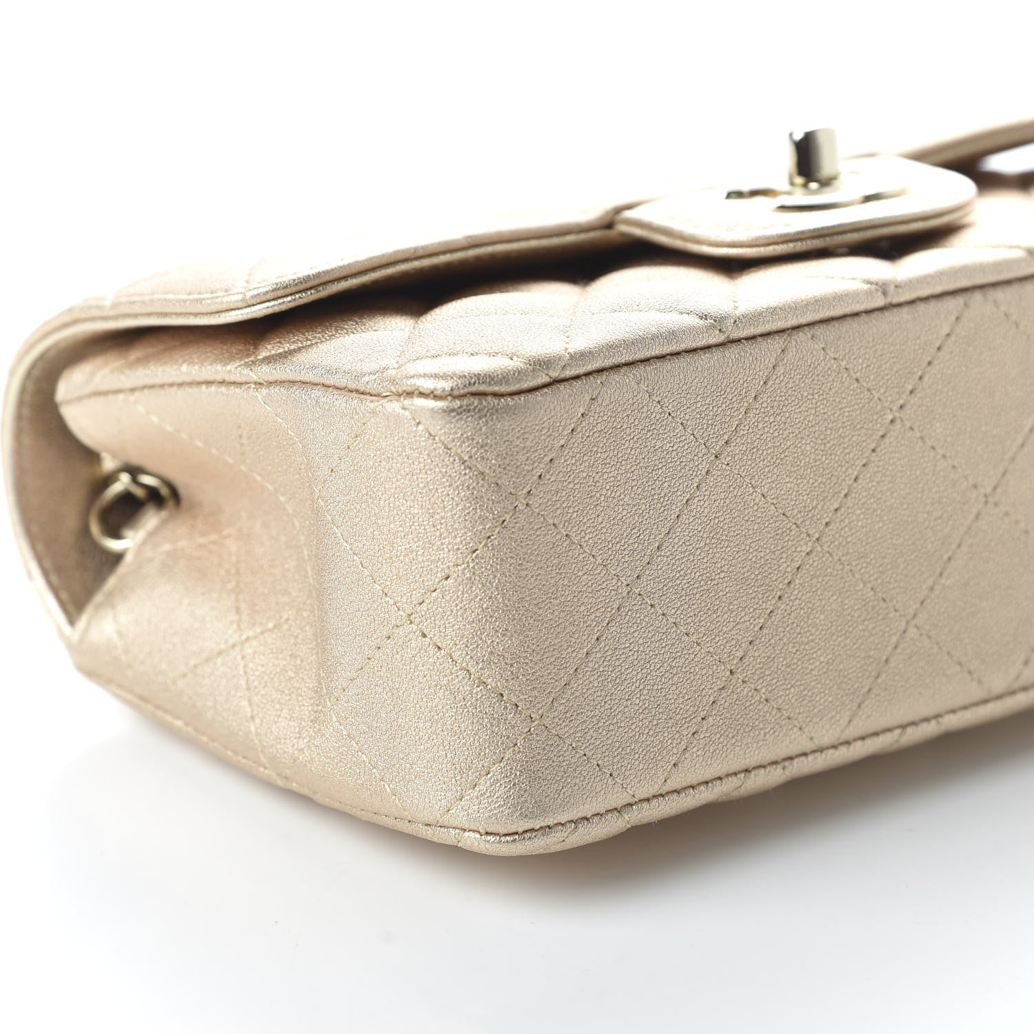 Chanel Metallic Lambskin Quilted Mini Rectangular Flap Gold 6 of 10