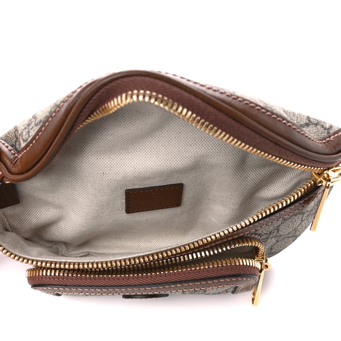 GG Supreme Monogram Textured Calfskin Retro Interlocking G Belt Bag Beige Ebony Brown Sugar