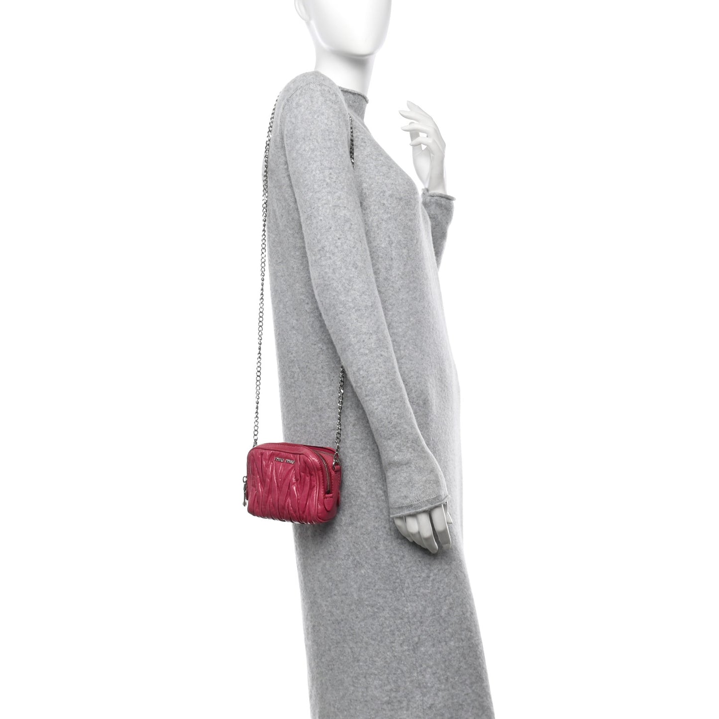 Vitello Lux Matelasse Double Zip Chain Mini Crossbody Bag Peonia