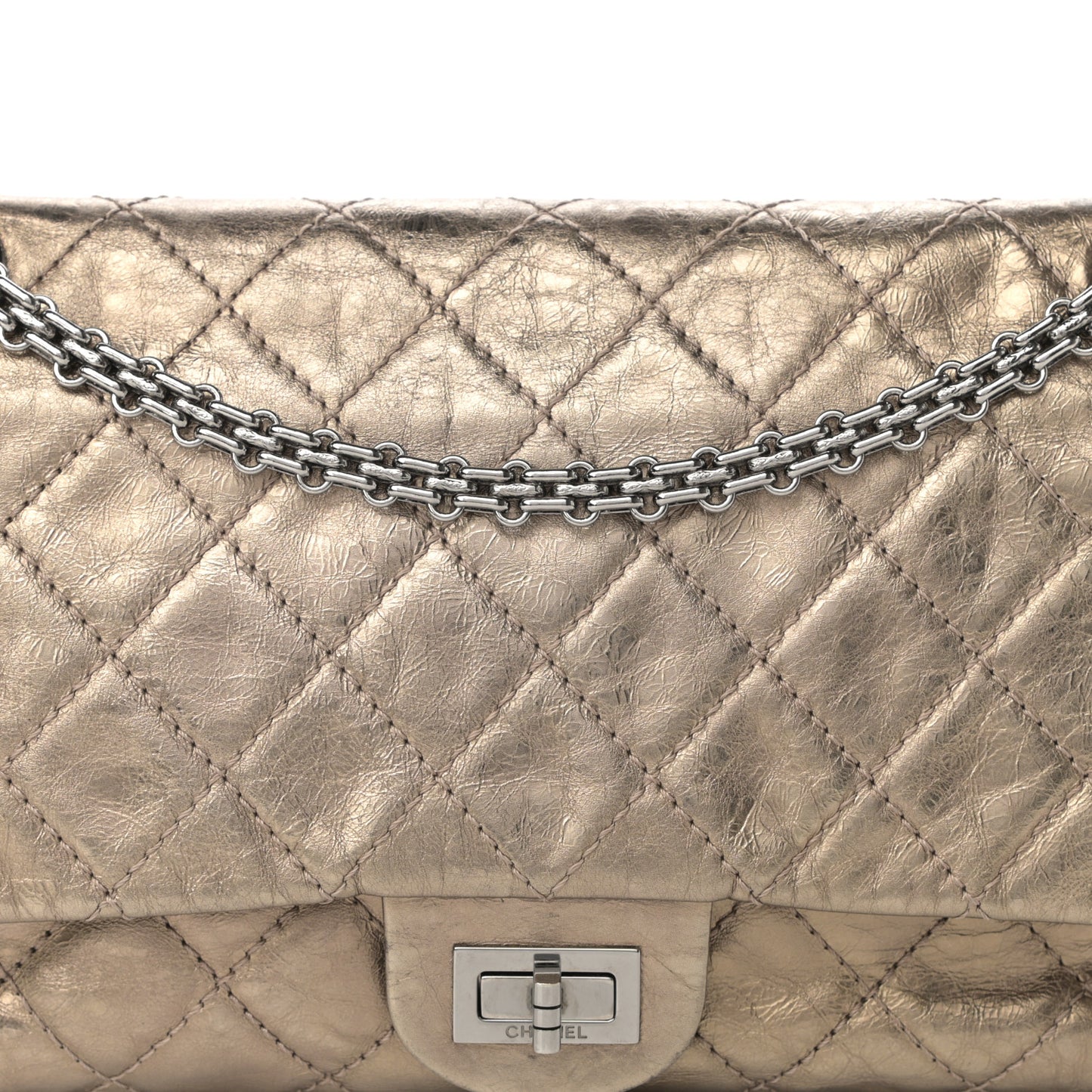 Metallic Aged Calfskin Quilted 2.55 Reissue 227 Flap Gold