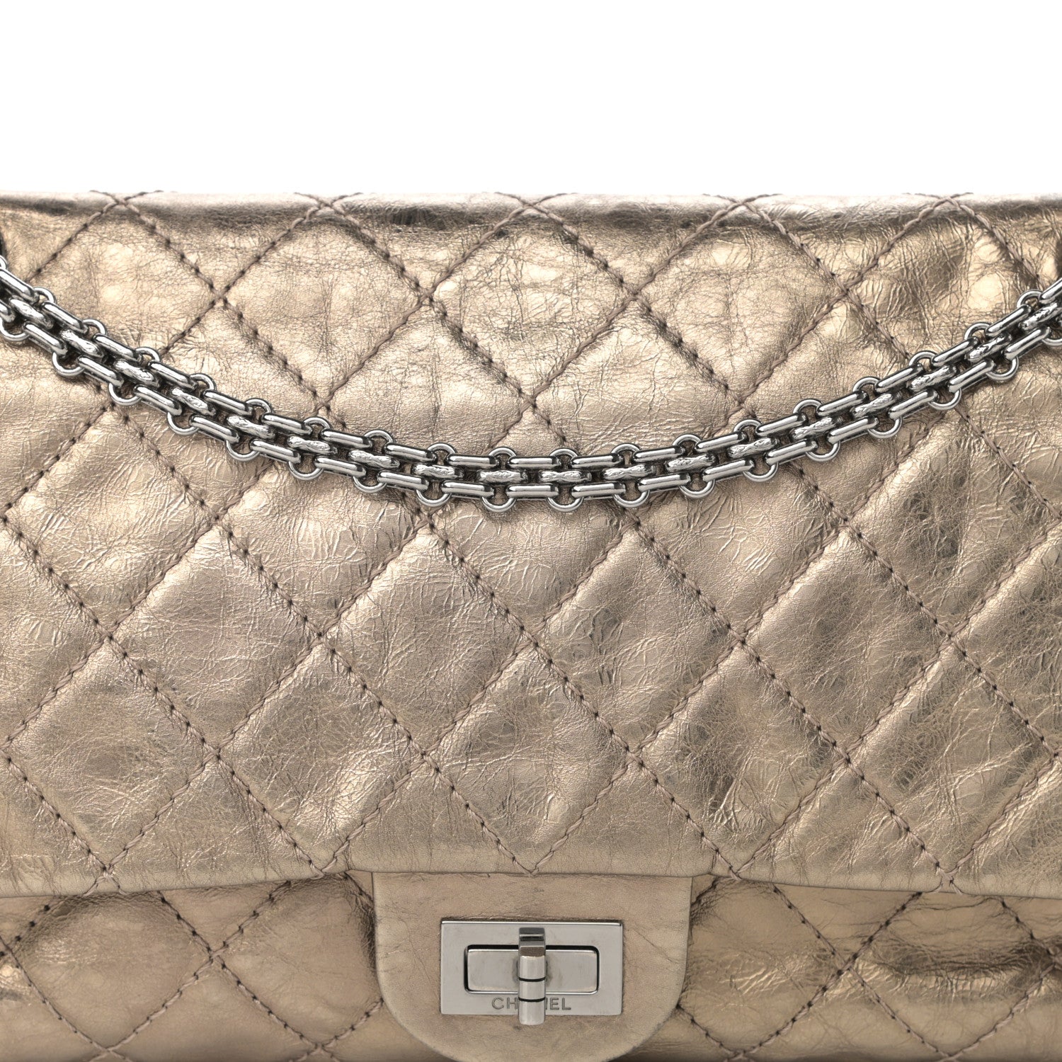 Chanel Metallic Aged Calfskin Quilted 2.55 Reissue 227 Flap Gold 8 of 14