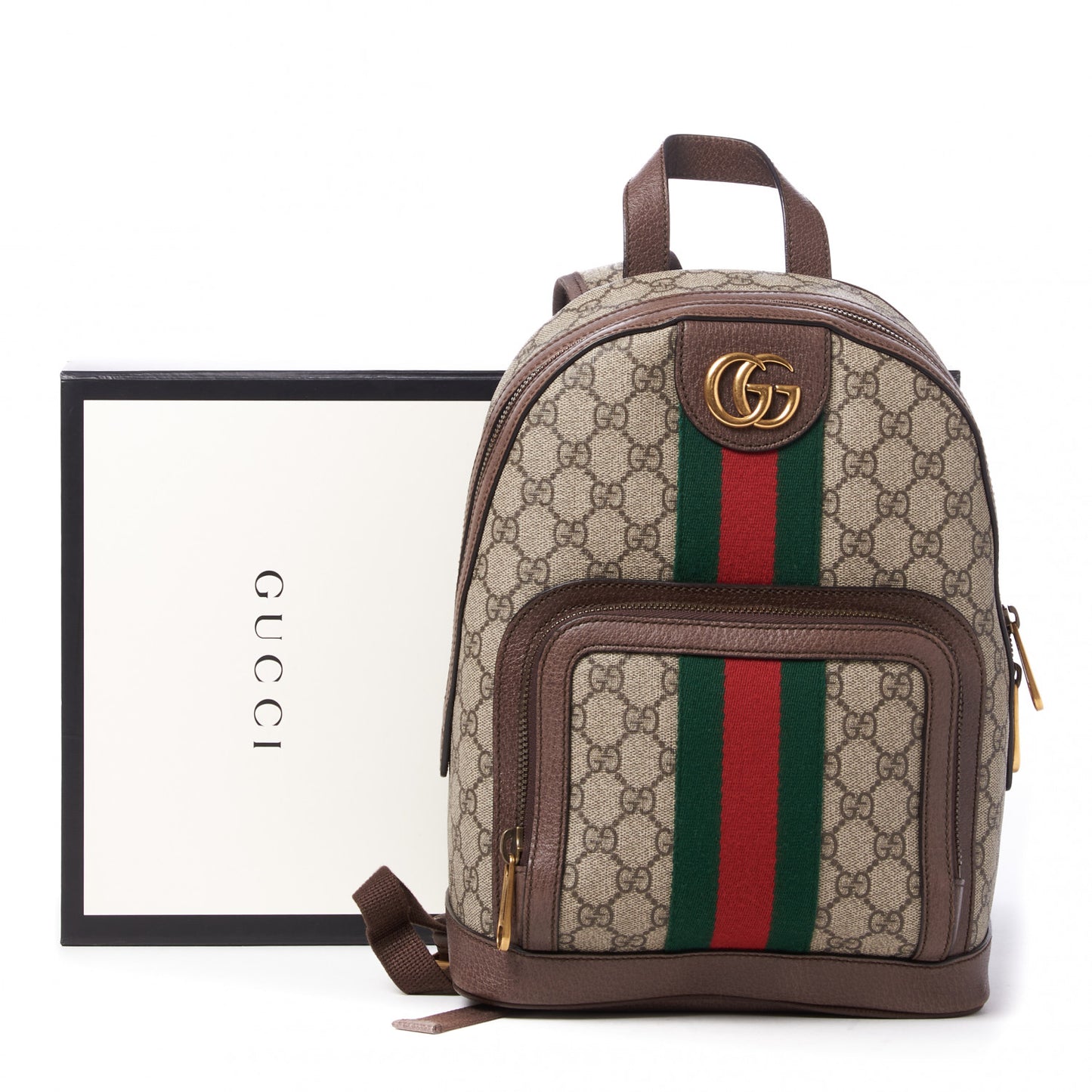 GG Supreme Monogram Calfskin Web Small Ophidia Day Backpack Beige Ebony New Acero