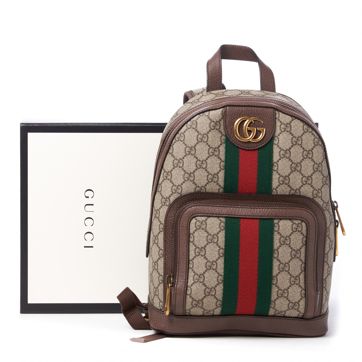 Gucci GG Supreme Monogram Calfskin Web Small Ophidia Day Backpack Beige Ebony New Acero 9 of 9