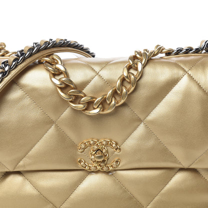 Chanel Metallic Goatskin Quilted Large 19 Flap Gold 10 of 11