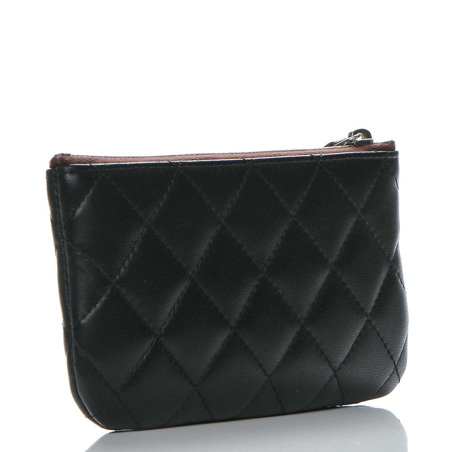 Lambskin Quilted Small Cosmetic Case Black