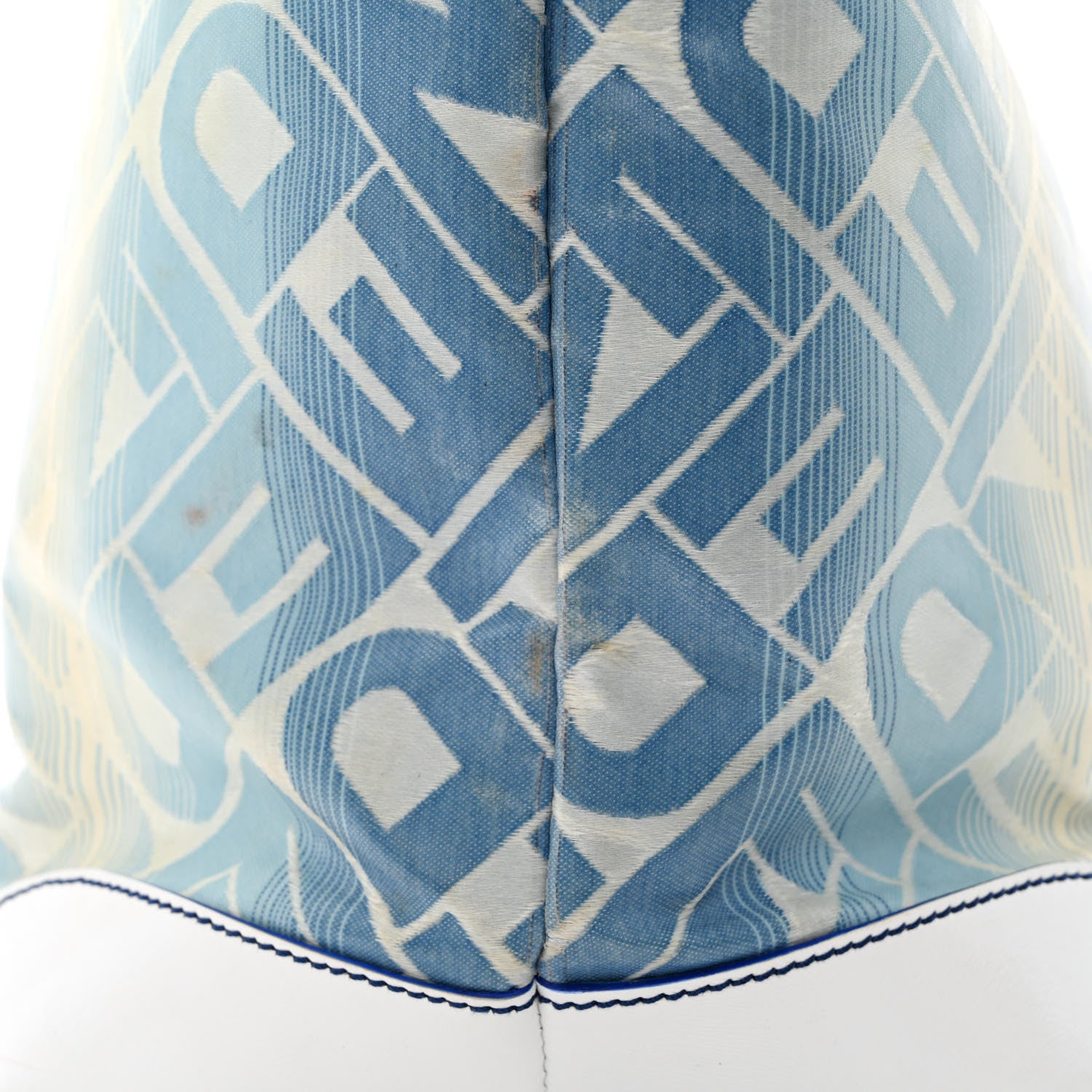 Fendi Calfskin Canvas Basket Sea Medium Tote White Blue 16 of 26