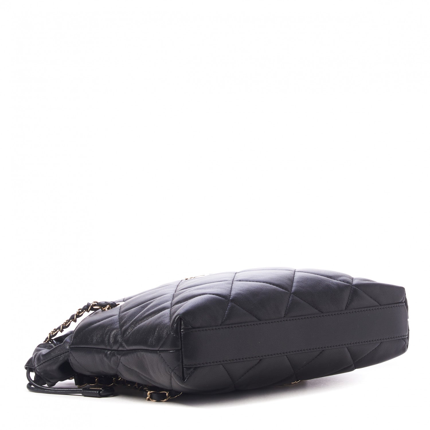 Chanel Lambskin Quilted Small Drawstring Shopping Bag Black 3 of 8