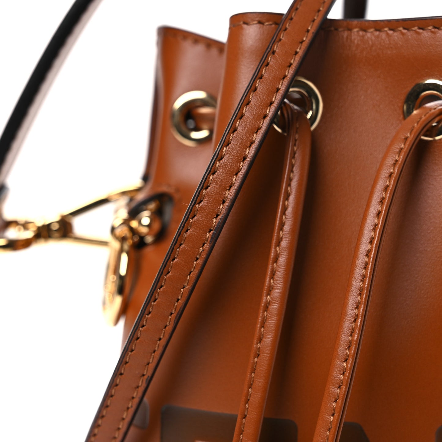 Vitello King F is Fendi Logo Embossed Mini Mon Tresor Bucket Bag Cuoio