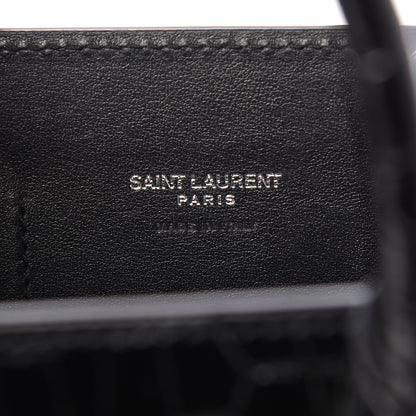 Saint Laurent Calfskin Crocodile Embossed Nano Sac De Jour Black 6 of 10