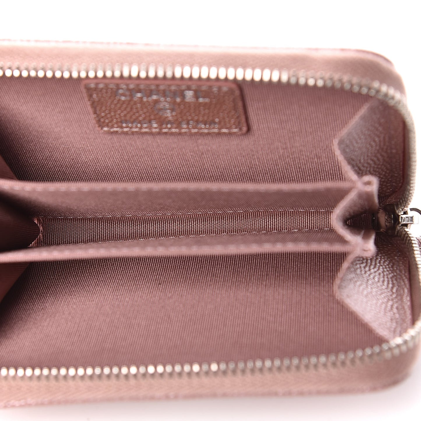Metallic Caviar Chevron Quilted Vintage Mademoiselle Coin Purse Pink