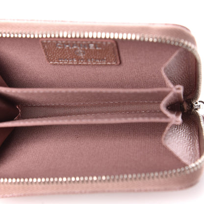 Chanel Metallic Caviar Chevron Quilted Vintage Mademoiselle Coin Purse Pink 5 of 8