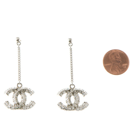 Chanel Baguette Crystal CC Dangle Earrings Silver 2 of 4