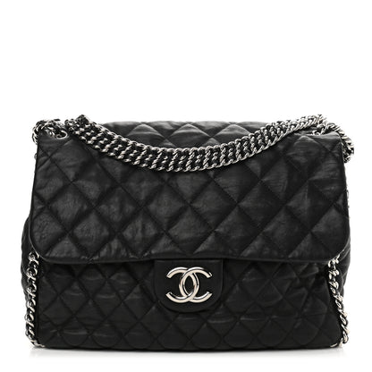 Chanel Washed Lambskin Quilted Maxi Chain Around Flap Black 1 of 14