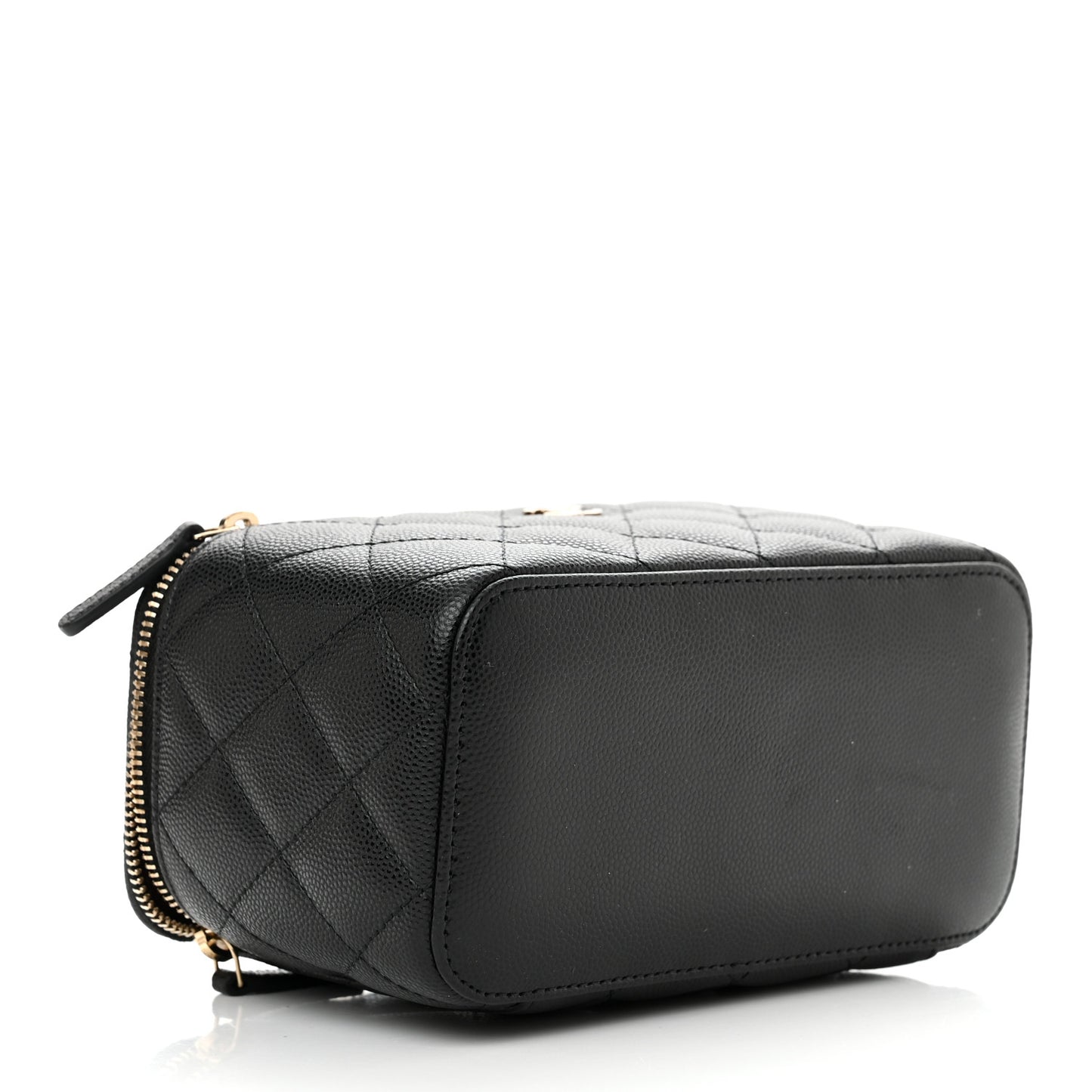 Caviar Quilted Small Vanity Case With Chain Black