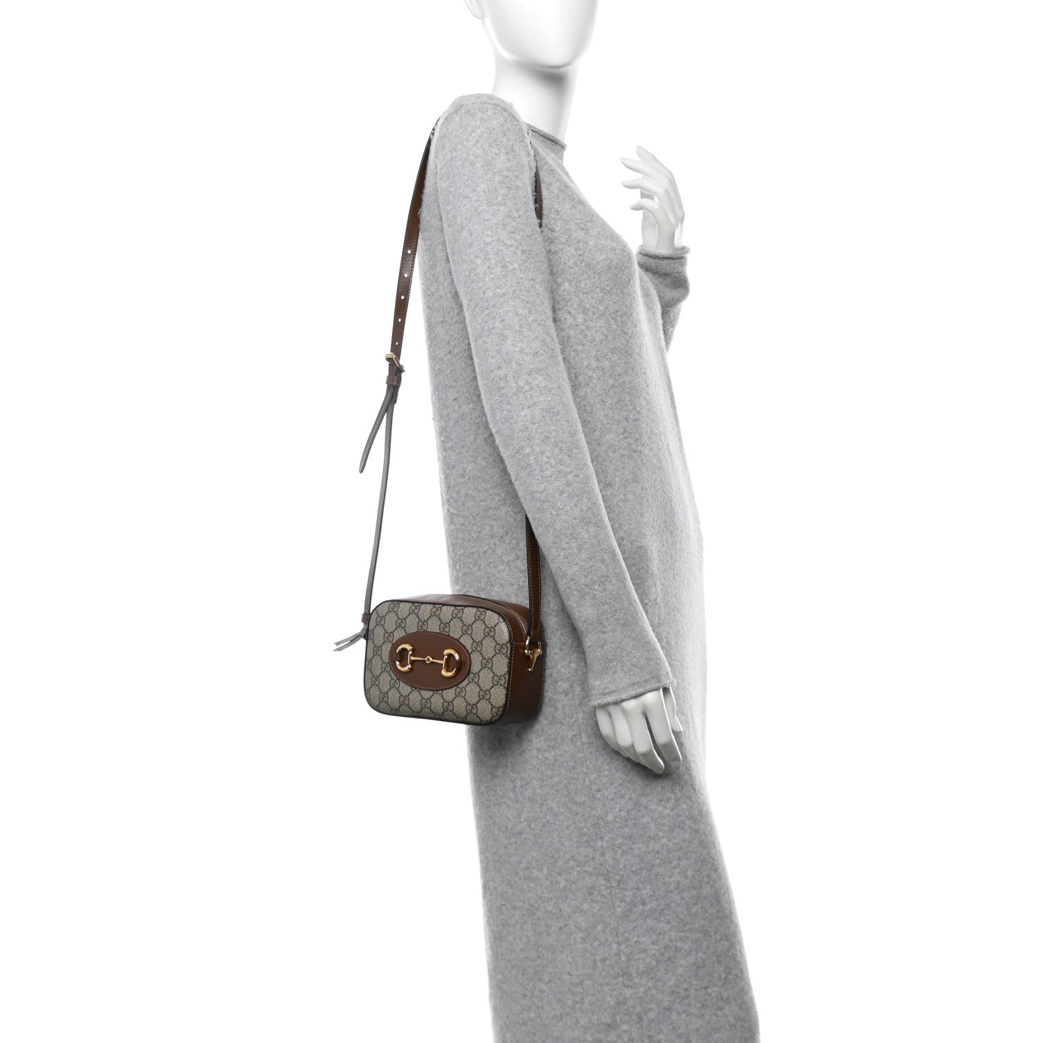 Gucci GG Supreme Monogram Mini Horsebit 1955 Camera Shoulder Bag Beige Brown Sugar 2 of 11