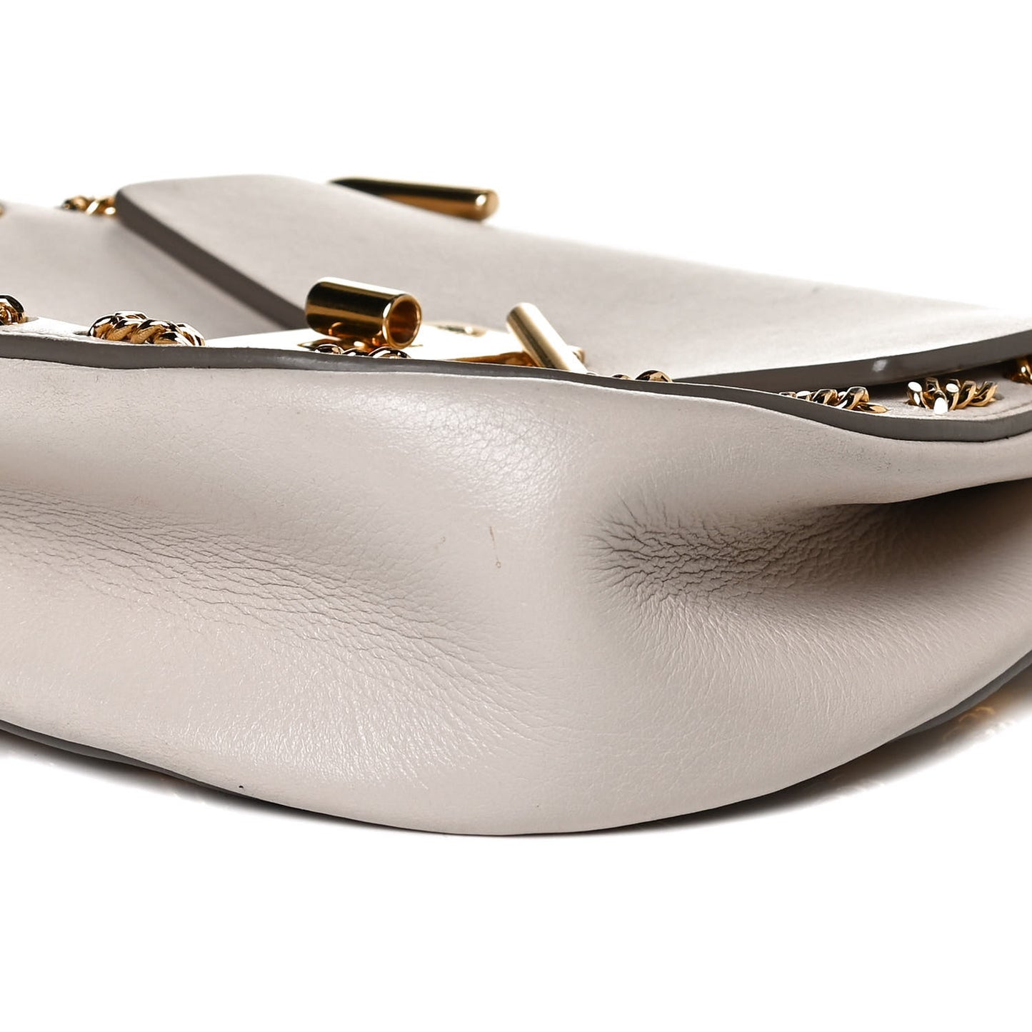 Calfskin Mini Drew Chain Shoulder Bag White