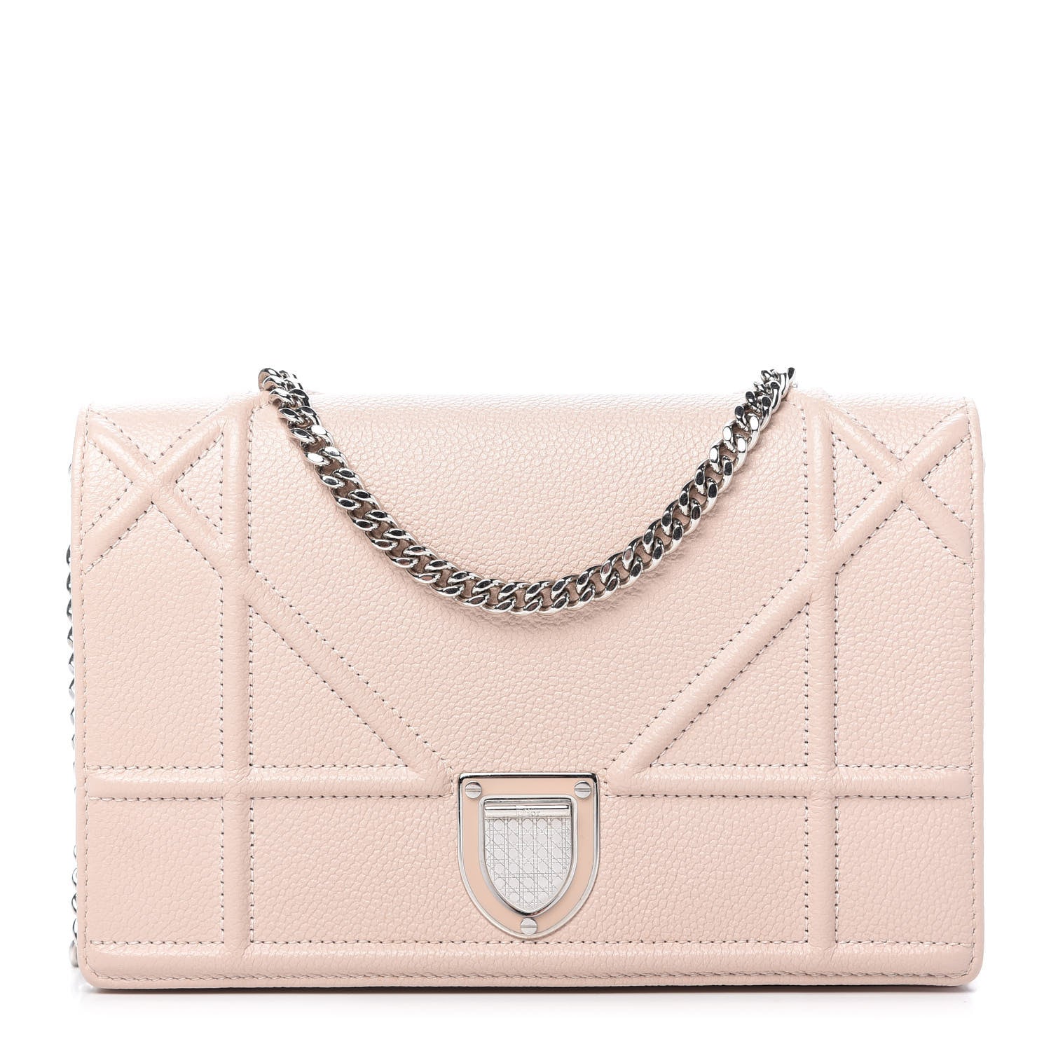 Christian Dior Grained Calfskin Diorama Wallet on Chain Pouch Nude 1 of 10