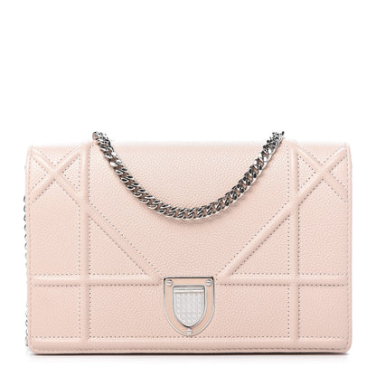 Christian Dior Grained Calfskin Diorama Wallet on Chain Pouch Nude 1 of 10