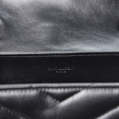 Saint Laurent Calfskin Y Quilted Monogram Small Loulou Chain Satchel Black 8 of 9